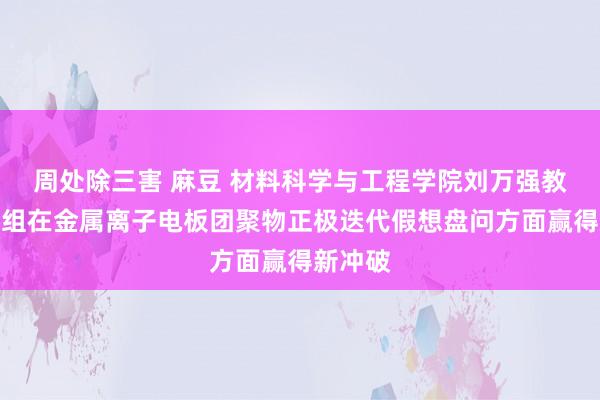 周处除三害 麻豆 材料科学与工程学院刘万强教讲课题组在金属离子电板团聚物正极迭代假想盘问方面赢得新冲破